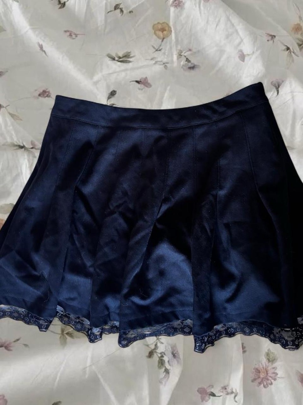 Urban Outfitters Black Pleated Mini Skirt with Lace Trim